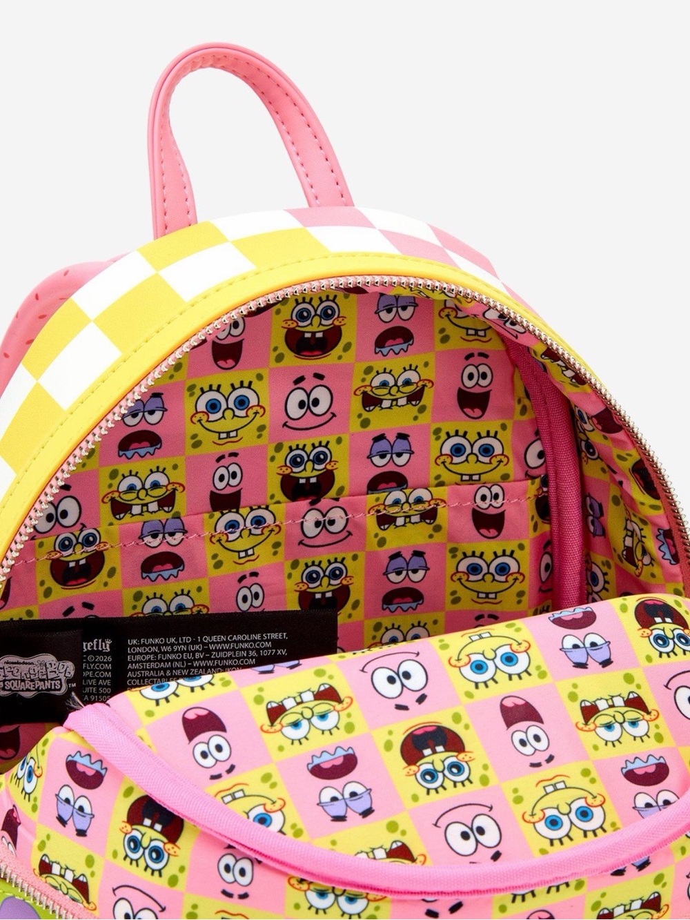 New Loungefly SpongeBob SquarePants Heart Split Checkered Mini Backpack - Picture 4 of 4